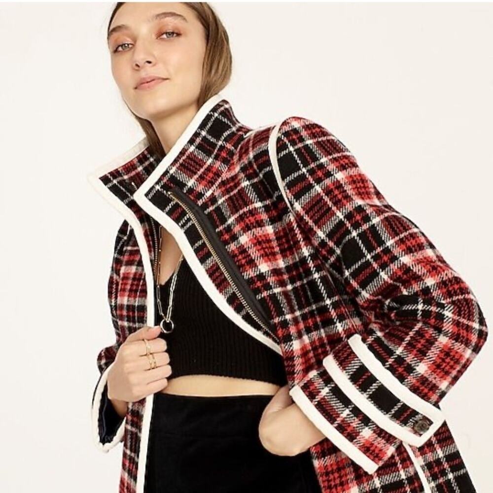 J.Crew wool plaid car coat size 0